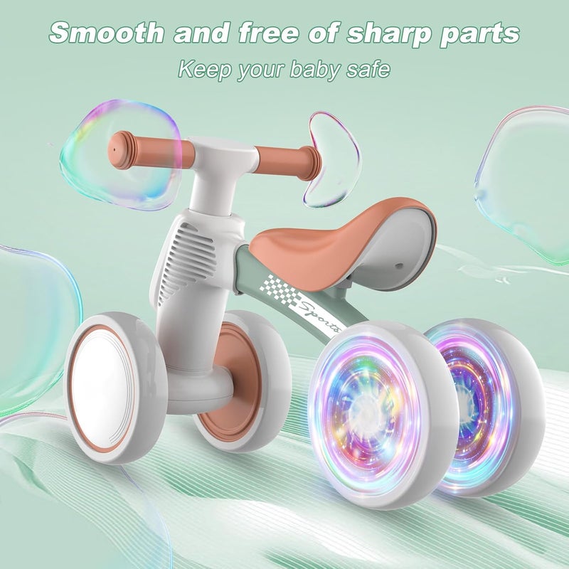 WETIFY Colorful Lighting Baby Balance Bike Toys for 1 Year Old Boy Girl Gifts, 10-36 Month Toddler Balance Bike, No Pedal 4 Silence Wheels & Soft Seat First Bike, One Year Old Boy Girl Birthday Gifts. - Image 4